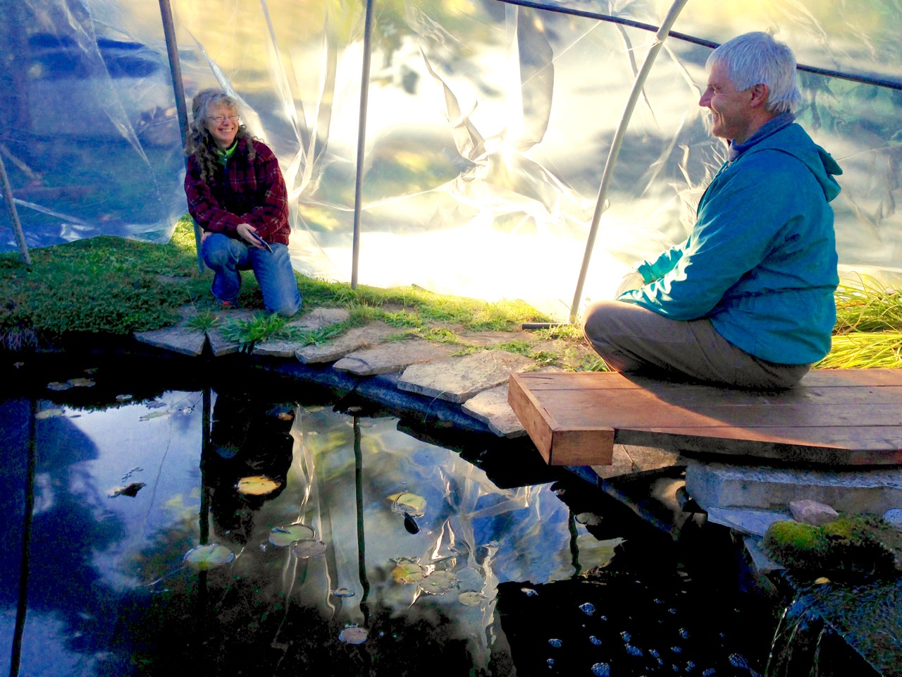 Inside the hoop cover.